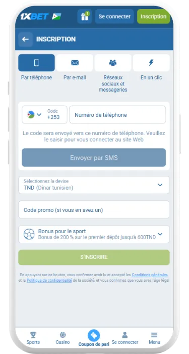 1xbet apk inscription
